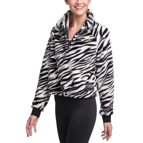 calvin klein performance zebra print faux fur sweater size XXL - Picture 1 of 10